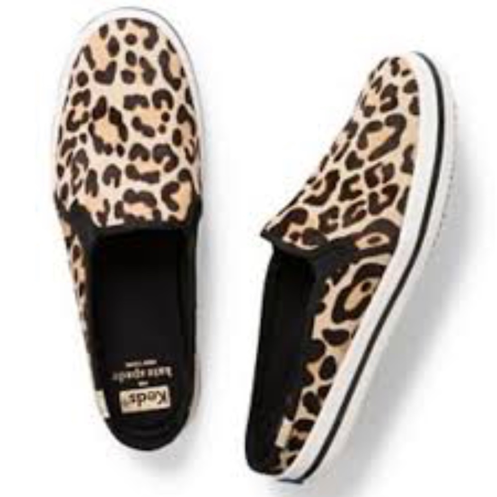 Keds X Kate Spade Double Deck Mule Slides Leopard calf hair 7.5